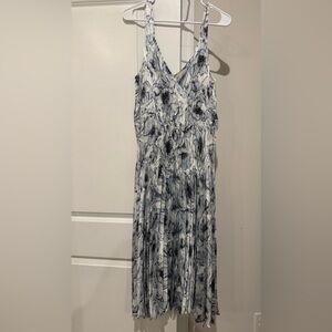 Vince Black & White Pleated V-Neck Maxi Dress